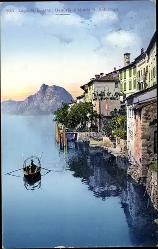 Ak Gandria Lago di Lugano Tessin Schweiz, Monte San Salvatore, Ruderboot
