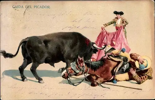 Litho Caida del Picador, Stierkampf, Torero