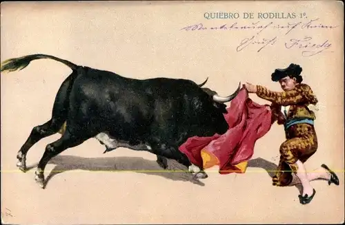 Litho Quiebro de Rodillas, Stierkampf, Torero