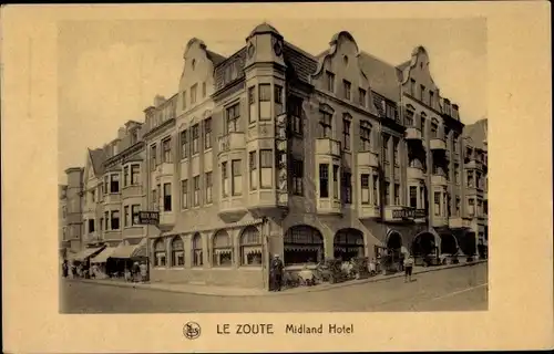 Ak Zoute Knokke Heist Westflandern, Midland Hotel, Avuenue du Littoral