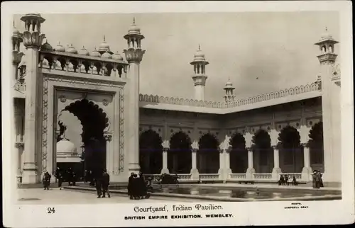 Ak Wembley London City, British Empire Exhibition, Courtyard, Indian Pavilion