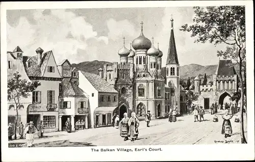 Ak London City England, Earl's Court, Balkan States Exhibition, The Balkan Village