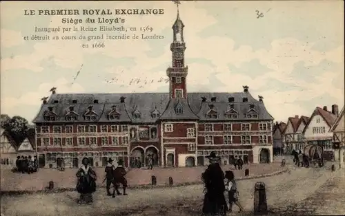 Künstler Ak London City England, The first Royal Exchange, destroyed in the fire of 1666