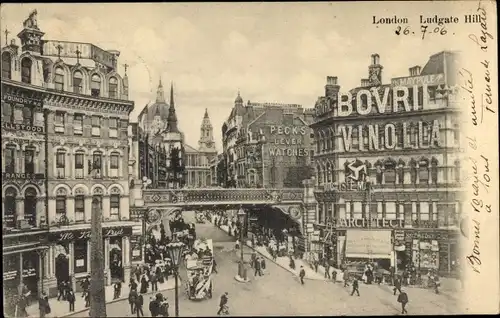 Ak London City England, Ludgate Hill