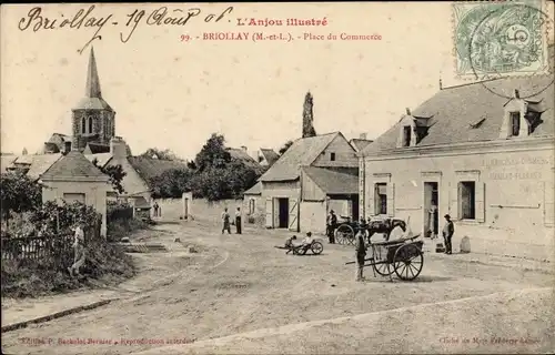 Ak Briollay Maine et Loire, Place du Commerce