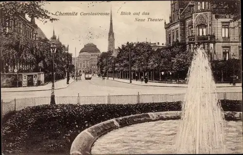 Ak Chemnitz in Sachsen, Carolastraße, Neues Theater