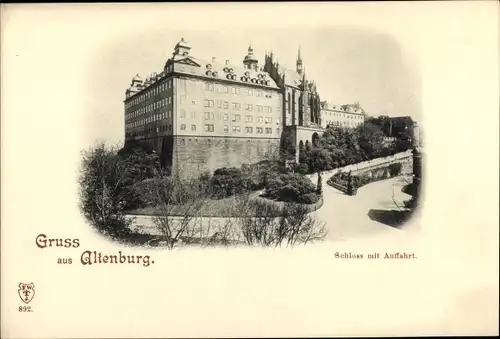Ak Altenburg in Thüringen, Schloss mit Auffahrt