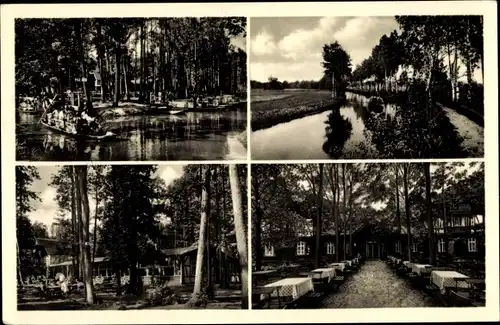 Ak Wotschofska Lübbenau im Spreewald, Waldhotel Wotschofska, Gartenpartie