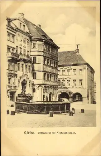 Ak Görlitz in der Lausitz, Untermarkt, Neptunsbrunnen