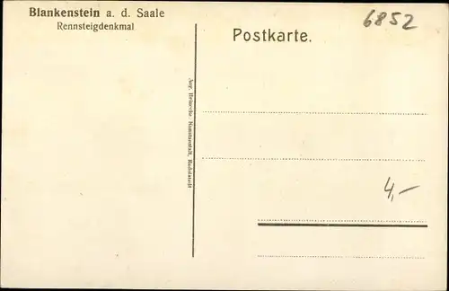 Ak Blankenstein an der Saale Rosenthal am Rennsteig, Rennsteig Denkmal