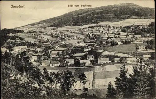 Ak Jonsdorf in Sachsen, Blick vom Buchberg auf den Ort
