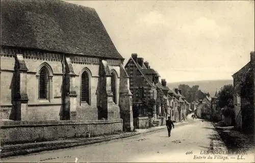 Ak Moulienaux Seine Maritime, Entree du Village
