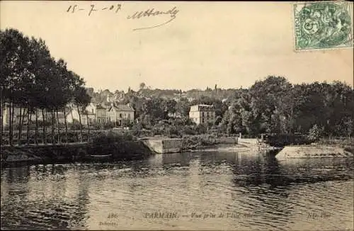 Ak Parmain Val-d’Oise, Vue prise de l'Isle Adam