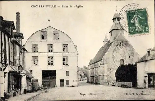 Ak Croissanville Calvados, Place de l'Eglise