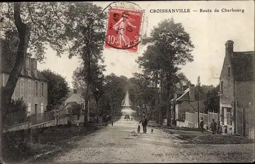 Ak Croissanville Calvados, Route de Cherbourg