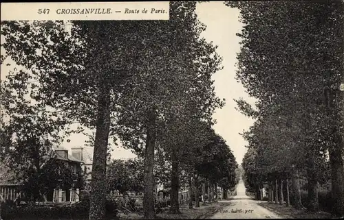 Ak Croissanville Calvados, Route de Paris