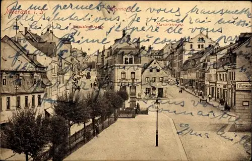 Ak Meerane in Sachsen, Augustus- und Marienstraße, Neumarkt