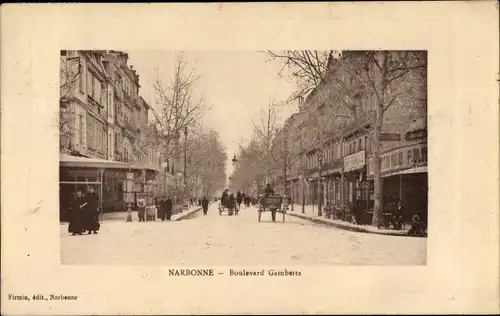Ak Narbonne Aude, Boulevard Gambetta