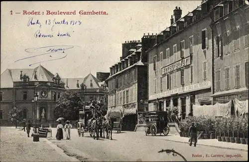 Ak Rodez Aveyron, Boulevard Gambetta, Hotel