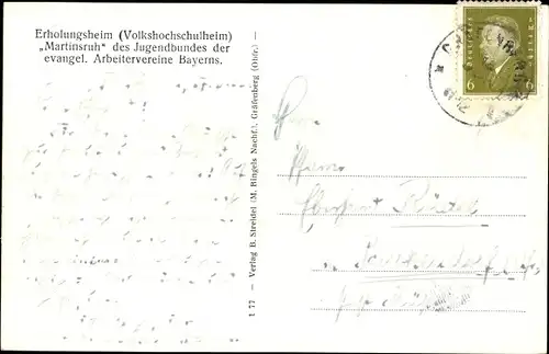 Ak Gräfenberg Oberfranken, Erholungsheim Martinsruh