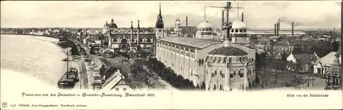 Klapp Ak Düsseldorf am Rhein, Industrie- und Gewerbeausstellung 1902, Blick von der Rheinbrücke