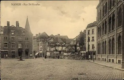 Ak Namur Wallonien, Rue St. Nicolas, Gebäuderuine