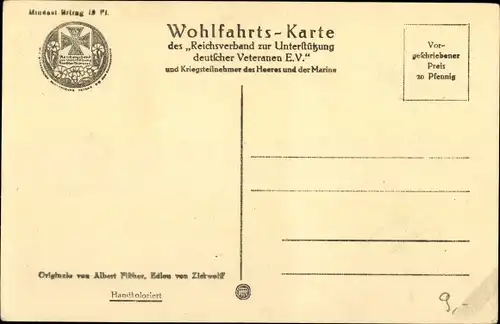 Ak Gedicht U9, Josef Adolf Schmitt, Reichsverband zur Unterstützung deutscher Veteranen E.V.