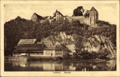 Ak Leisnig in Sachse, Schloss, Wasserpartie