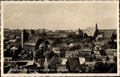 Ak Freiberg in Sachsen, Blick zur Nicolaikirche und Dom