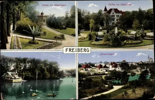 Ak Freiberg in Sachsen, Partie im Albertpark, Johannispark