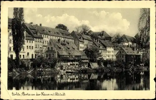 Ak Görlitz in der Lausitz, Partie an der Neiße mit Altstadt