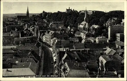Ak Flensburg in Schleswig Holstein, Blick von St. Marien auf den Ort