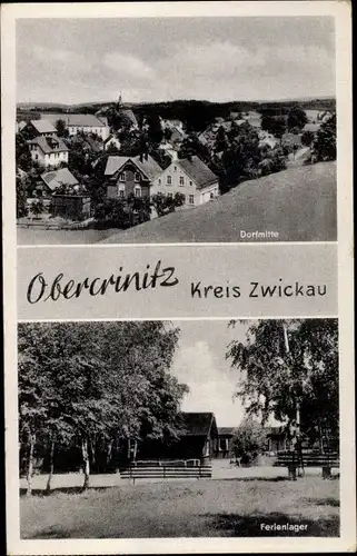 Ak Obercrinitz Crinitzberg in Sachsen, Dorfmitte, Ferienlager Karl Liebknecht
