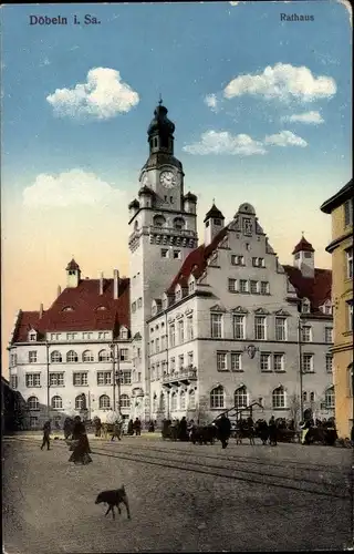 Ak Döbeln in Sachsen, Partie am Rathaus