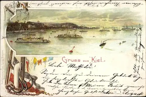 Litho Kiel in Schleswig Holstein, Blick auf den Hafen