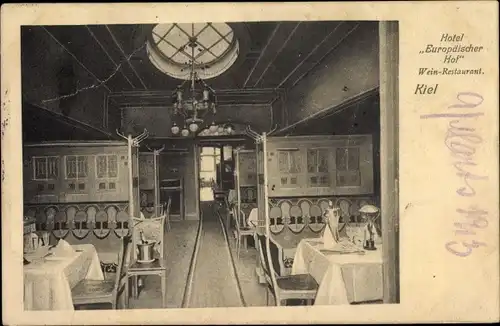 Ak Hansestadt Kiel, Hotel Europäischer Hof, Innenansicht