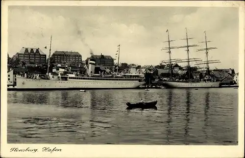 Ak Flensburg in Schleswig Holstein, Hafen, Schiffe