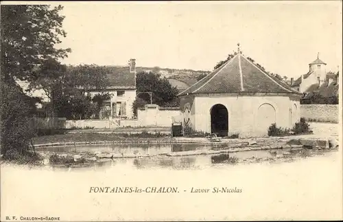 Ak Fontaines les Chalon Saône et Loire, Lavoir St. Nicolas