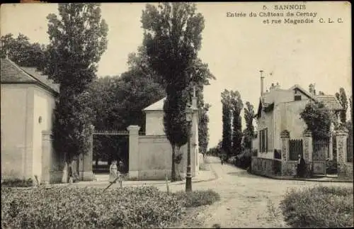 Ak Sannois Val d’Oise, Entrée du Château de Cernay et rue Magendie