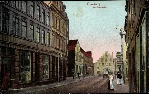 Ak Flensburg in Schleswig Holstein, Norderstraße