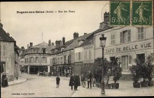 Ak Nogent sur Seine Aube, Rue de Points, Cafe Bellevue