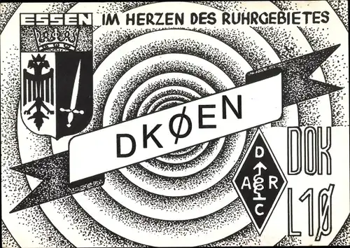 Ak QSL Karte, Funkerkarte, DK0EN, Essen im Ruhrgebiet, DARC Clubstation