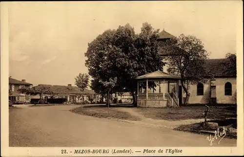 Ak Mezos Bourg Landes, Place de l'Eglise