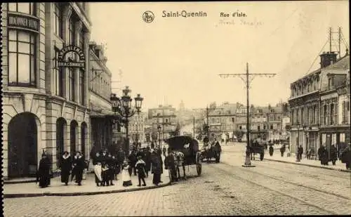 Ak Saint Quentin Aisne, Rue de l'Isle, Ameublement Braconnier