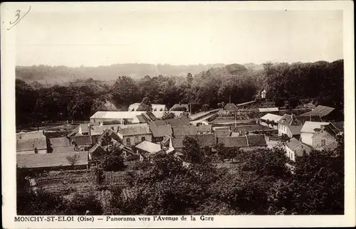 Ak Monchy Saint Eloi Oise, Panorama vers l'Avenue de la Gare