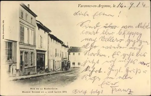 Ak Varennes en Argonne Meuse, Rue de la Basse Cour, Maison Sousse