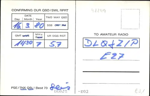 Ak QSL Karte, Funkerkarte, DJ8SU zu DL0JZ, Heinz Göhlich Dülmen, Wildpferde im Merfelder Bruch