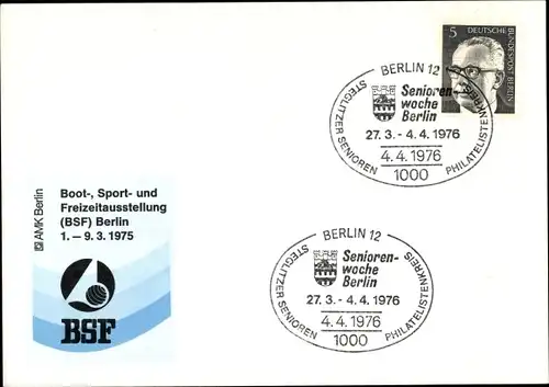 Ak Berlin Charlottenburg, Boot Sport und Freizeitausstellung BSF 1975, Seniorenwoche