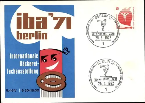 Ak Berlin Charlottenburg, Internationale Bäckerei Fachausstellung iba 1971, Olympisches Jahr 1972