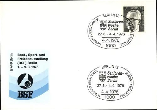 Ak Berlin Charlottenburg, Boot Sport und Freizeitausstellung BSF 1975, Seniorenwoche Steglitz 1976